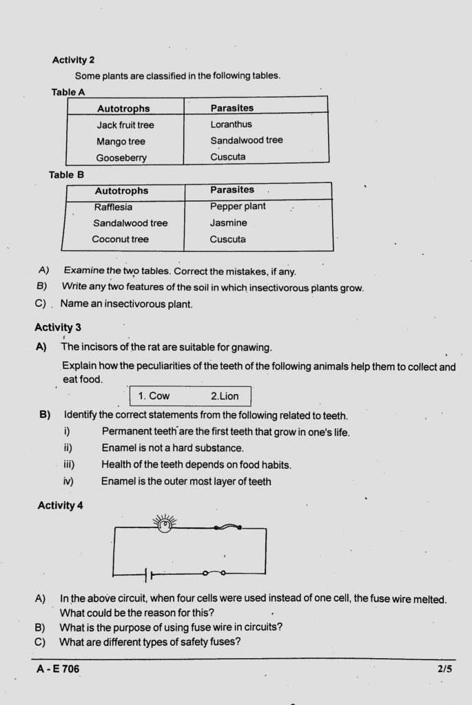 Second Term Evaluation 2019-20 Christmas Exam Question Paper Science