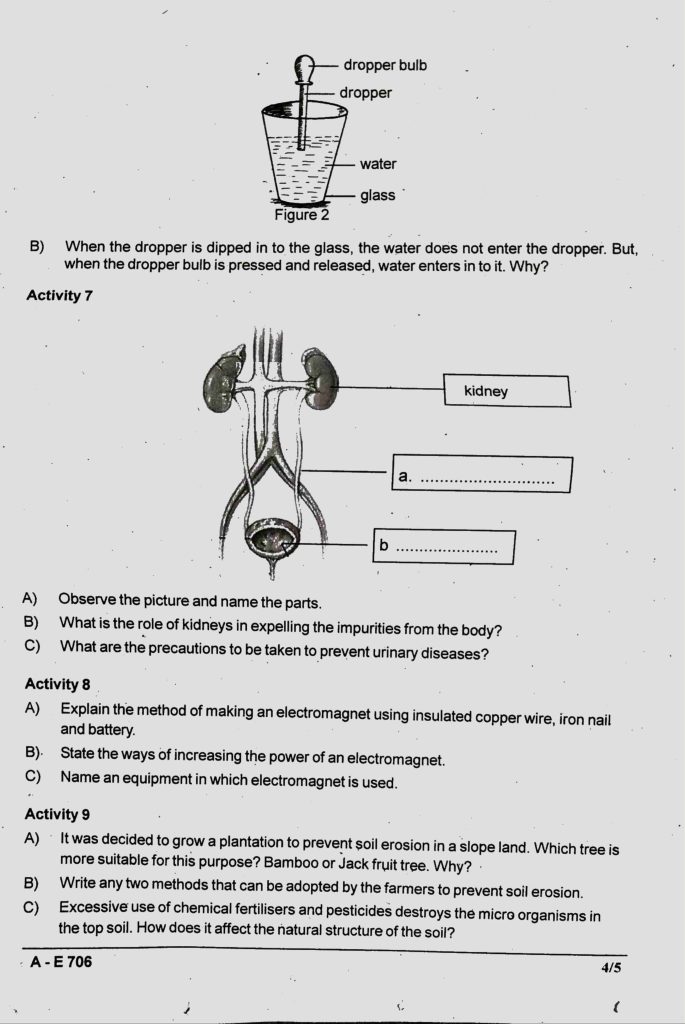 Second Term Evaluation Christmas Exam Question Paper Science 2019-2020